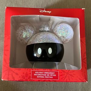 Hallmark GLASS Christmas Ornament Disney Mickey Mouse Ears in Damaged Box